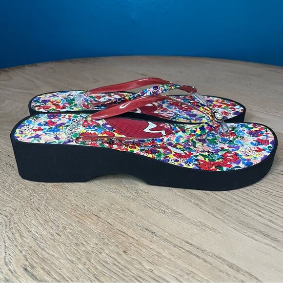 Brighton Posies Love Platform Sandals Floral Wedge Flip Flops Women’s Size 9 - Picture 2 of 6